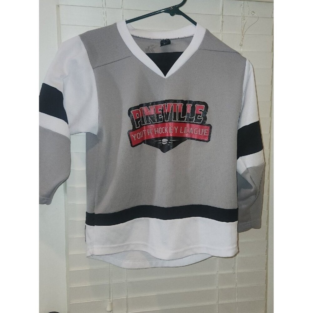 PINEVILLE youth hockey league jersey #3 SMALL gray.........................ub1